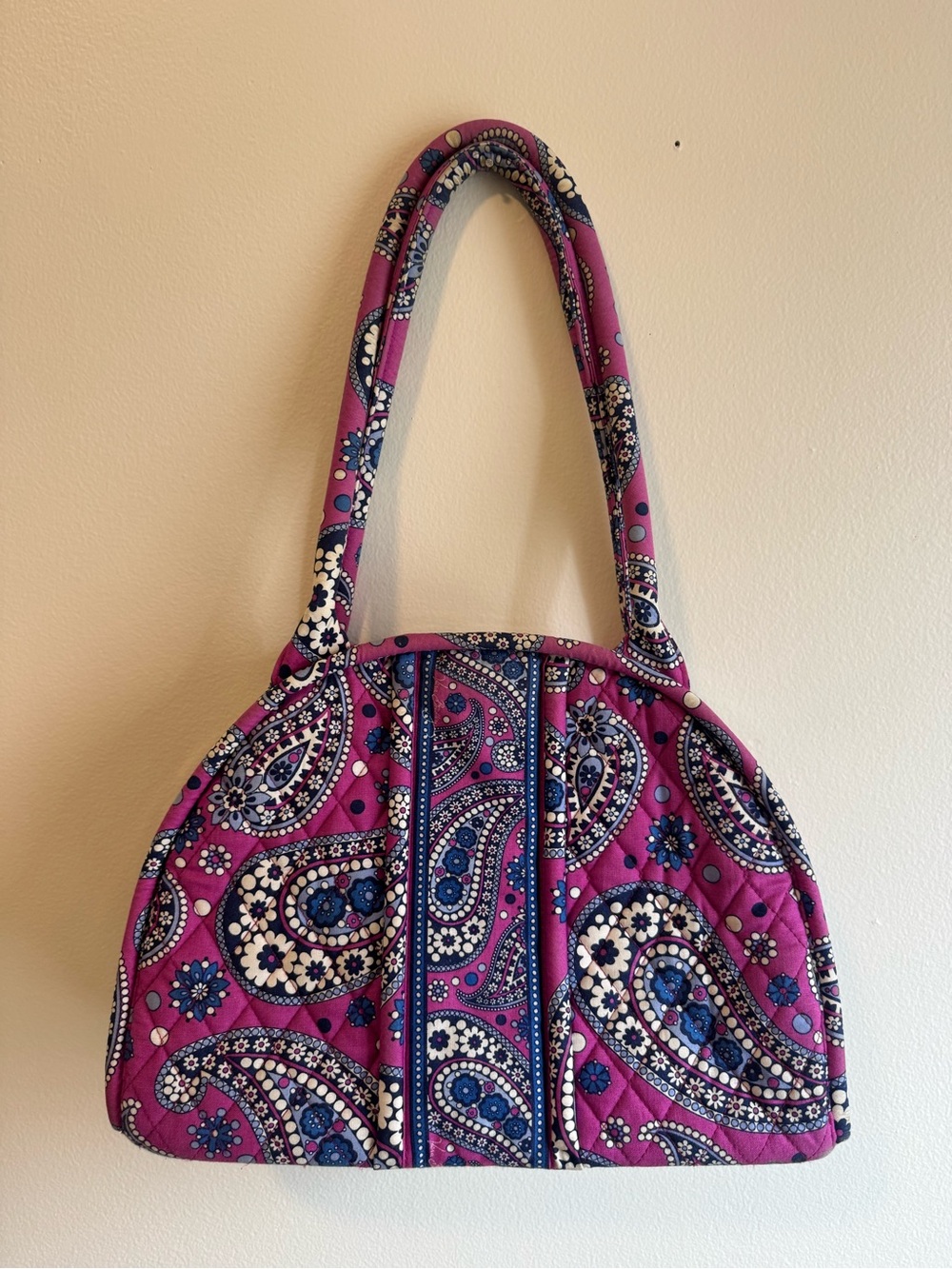 Vera Bradley Pink and Blue Paisley Quilted Shoulder Bag